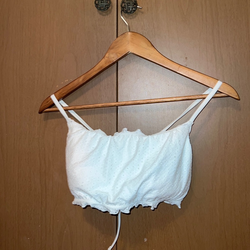 White eyelet bikini top